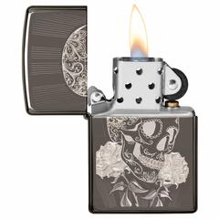 Zippo Fancy Skull Design Windproof Lighter, 29883 (Black Ice)
