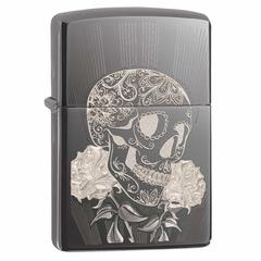 Zippo Fancy Skull Design Windproof Lighter, 29883 (Black Ice)