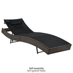 Poly Rattan Sun Lounger W/Pillow vidaXL