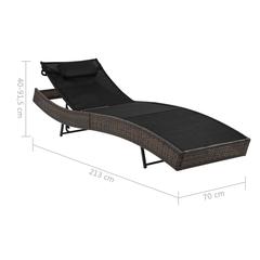 Poly Rattan Sun Lounger W/Pillow vidaXL