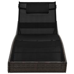 Poly Rattan Sun Lounger W/Pillow vidaXL