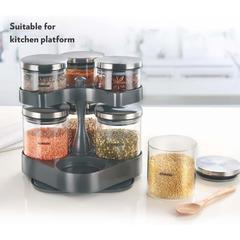 Borosil Borosilicate Glass Jar Set W/Rotating Tray (8 Pc.)