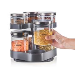 Borosil Borosilicate Glass Jar Set W/Rotating Tray (8 Pc.)
