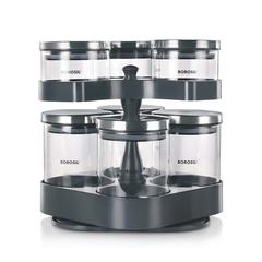 Borosil Borosilicate Glass Jar Set W/Rotating Tray (8 Pc.)