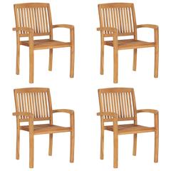 vidaXL Stacking Garden Chairs 4 pcs Solid Teak Wood