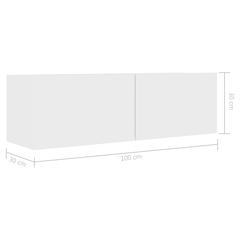 vidaXL Engineered Wood Wall-Mounted TV Cabinet (100 x 30 x 30 cm, White)