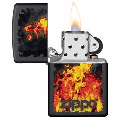 Zippo Fire & Zippo Design Windproof Lighter, CI412316 218 (Black Matte)