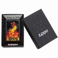 Zippo Fire & Zippo Design Windproof Lighter, CI412316 218 (Black Matte)