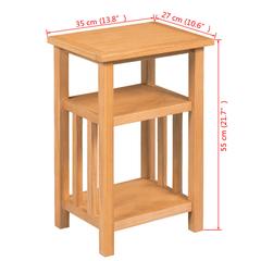 vidaXL End Table with Magazine Shelf 27x35x55 cm Solid Oak Wood