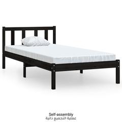 vidaXL Bed Frame Black Solid Pinewood (90 x 200 cm)