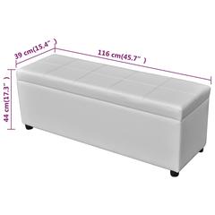 vidaXL Wooden Storage Bench (116 x 39 x 44 cm, White)