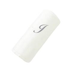 BYFT Monogrammed Cotton Bath & Hand Towels Embroidered W/Silver Letter J Set (140 x 70 x 1 cm, 80 x 50 x 1 cm, 2 Pc.)