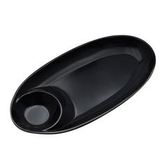 Dinewell Melamine Chip & Dip Tray (Black, 28.5 cm)