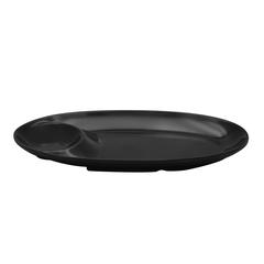 Dinewell Melamine Chip & Dip Tray (Black, 28.5 cm)