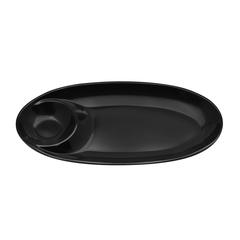 Dinewell Melamine Chip & Dip Tray (Black, 28.5 cm)