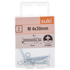 Suki Slotted Poelier Head Screws & Washers (M4 x 3 cm, Pack of 4)