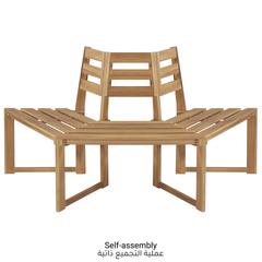 3-Seater Acacia Wood Half-Hexagonal Tree Bench vidaXL
