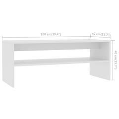 vidaXL Coffee Table White Engineered Wood (100 x 40 x 40 cm)