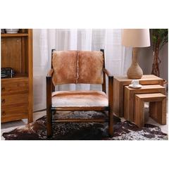 Pan Emirates Fallen Goat Hide & Wood Accent Chair (92 x 70 x 86 cm)