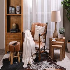Pan Emirates Fallen Goat Hide & Wood Accent Chair (92 x 70 x 86 cm)