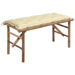 vidaXL Bamboo Folding Garden Bench with Cushion 118 cm