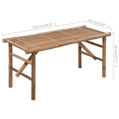 vidaXL Bamboo Folding Garden Bench with Cushion 118 cm