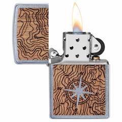 Zippo Woodchuck USA Compass Design Windproof Lighter, 49055 (Street Chrome)