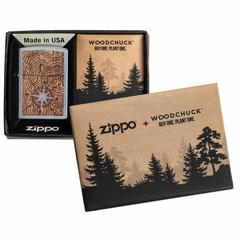 Zippo Woodchuck USA Compass Design Windproof Lighter, 49055 (Street Chrome)