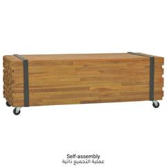 vidaXL Teak Wood Coffee Table W/Wheels (110 x 45 x 38 cm)