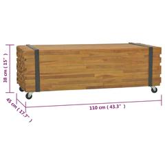 vidaXL Teak Wood Coffee Table W/Wheels (110 x 45 x 38 cm)