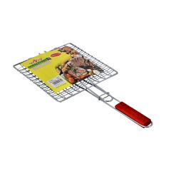 Royalford Iron Barbeque Grill Basket W/Wooden Handle (25 x 25 x 51 cm)