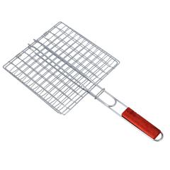 Royalford Iron Barbeque Grill Basket W/Wooden Handle (25 x 25 x 51 cm)