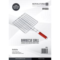 Royalford Iron Barbeque Grill Basket W/Wooden Handle (25 x 25 x 51 cm)