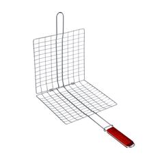 Royalford Iron Barbeque Grill Basket W/Wooden Handle (25 x 25 x 51 cm)