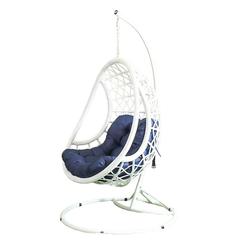 Blue Lufta Single Seater Rattan & Steel Swing Chair Danube Home