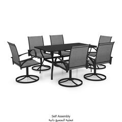 6-Seater Steel & Textilene Garden Dining Set vidaXL (Gray)