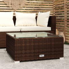 Poly Rattan & Glass Garden Coffee Table vidaXL (60 x 60 x 30 cm)