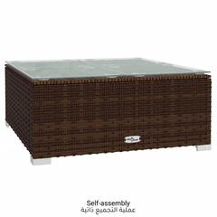 Poly Rattan & Glass Garden Coffee Table vidaXL (60 x 60 x 30 cm)