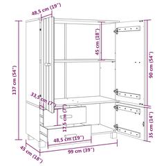vidaXL Wardrobe White 99x45x137 cm Solid Wood Pine