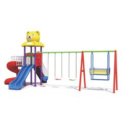 Myts Teddy Metal Play Set W/Swing & Curvy Slide