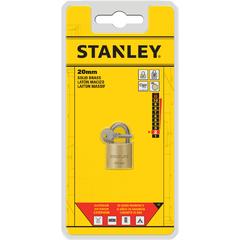 Stanley Brass Standard Shackle Padlock W/3 Keys (20 mm)