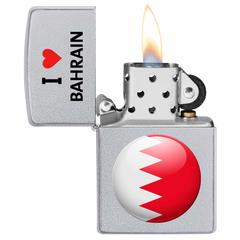 ولاعة زيبو مقاومة للرياح بتصميم علم و كتابة أنا أحب البحرين CI412711205 (كروم لامع)