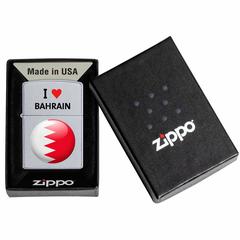 ولاعة زيبو مقاومة للرياح بتصميم علم و كتابة أنا أحب البحرين CI412711205 (كروم لامع)