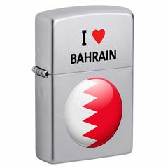 ولاعة زيبو مقاومة للرياح بتصميم علم و كتابة أنا أحب البحرين CI412711205 (كروم لامع)