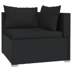 vidaXL 6 Piece Garden Lounge Set with Cushions Poly Rattan (70 x 70 x 60 cm, Black)