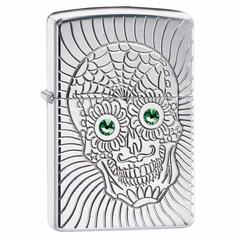 Zippo Armor Sugar Skull Design Windproof Lighter, 49172 (High Polish Chrome)