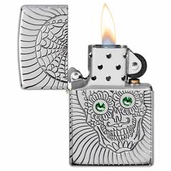 Zippo Armor Sugar Skull Design Windproof Lighter, 49172 (High Polish Chrome)