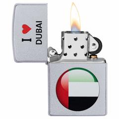 Zippo I Love Dubai Design Windproof Lighter, CI412387 205 (Satin Chrome)