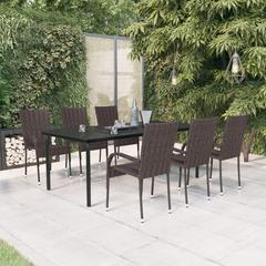 6-Seater Poly Rattan Outdoor Dining Set vidaXL (200 cm, Brown & Black)