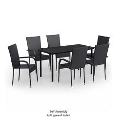 6-Seater Poly Rattan Outdoor Dining Set vidaXL (Black)